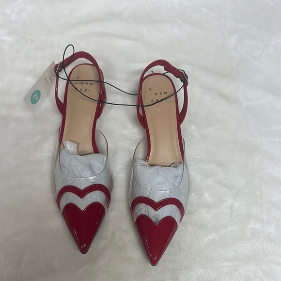 a new day Shoes - A New Day Red and White Heels with Pointed Toe